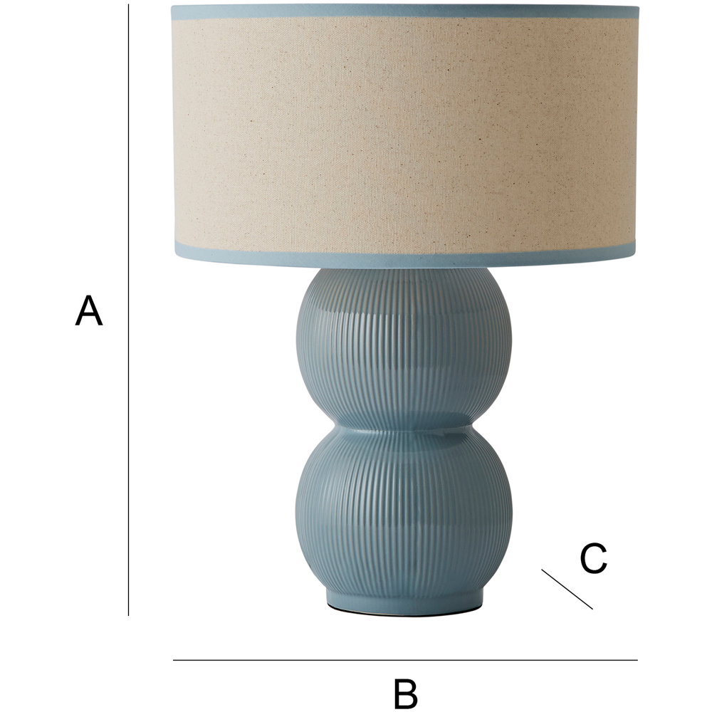 ValueLights Gemma Green Trim Shade Linen with Stacked Ribbed Green Glazed LED Table Lamp Image 6