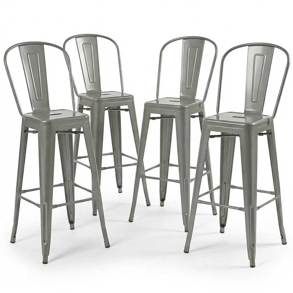 FWStyle Silver Gloss Metal Bar Chair 4 Pack Image 4