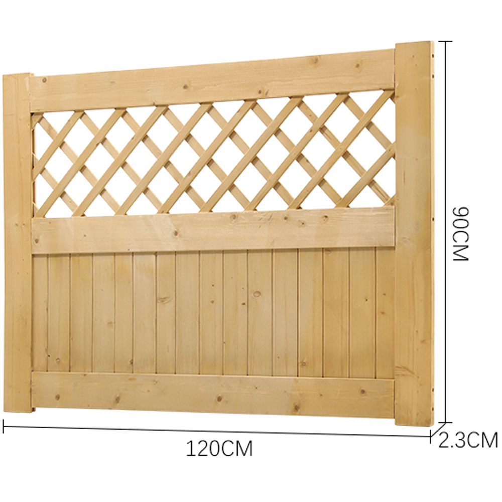 Living and Home 3.6 x 2.9ft Rustic Slatted Wooden Garden Gate with Hollow Rhombus Lattice Image 6
