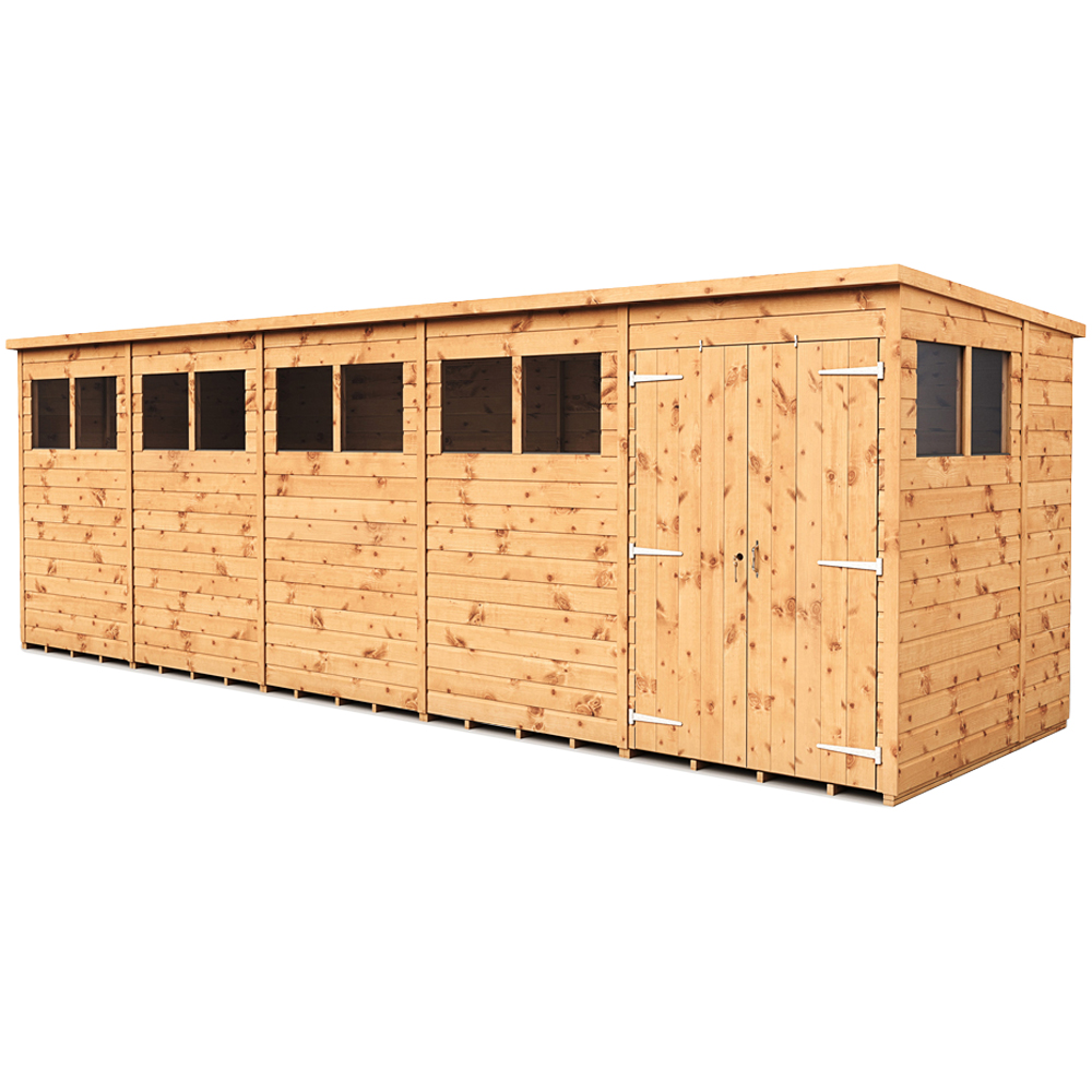 Empire Sheds 20 x 6ft Double Door Tongue and Groove Wooden Pent Garden Shed Image 1
