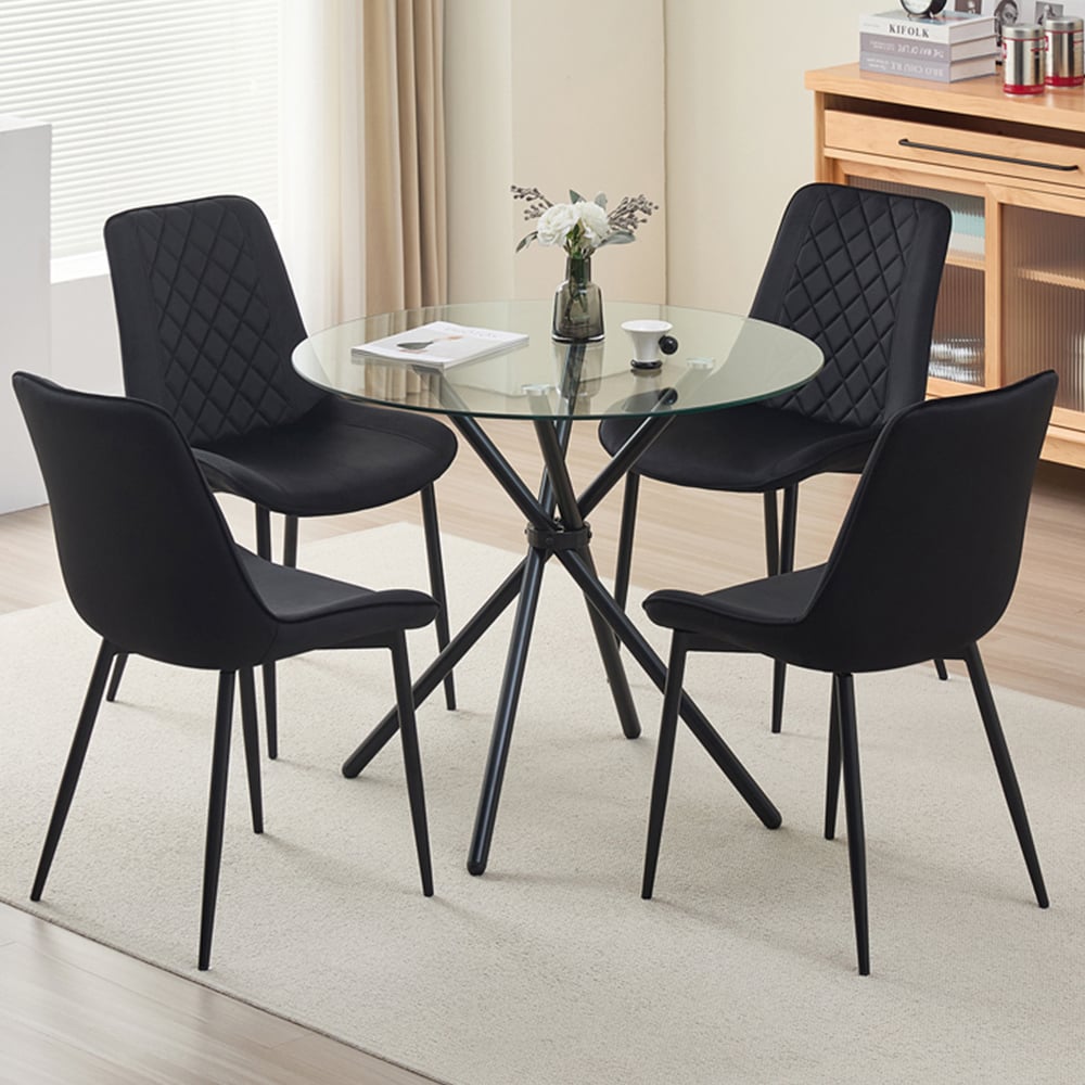 Indoor Living New York Amelia 4 Seater Round Dining Set Black Image 1