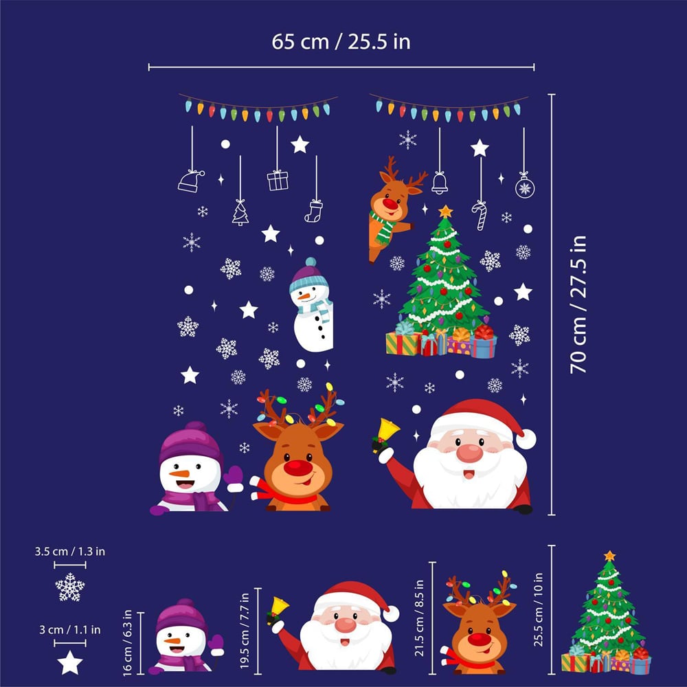 Walplus Peeking Santa and Friends Double-Sided Christmas Window Stickers 55 Piece Image 6