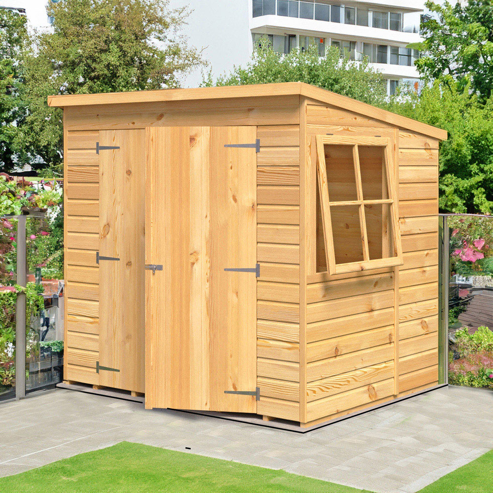 Shire GB Pent 7 x 5ft Shiplap Double Door Garden Shed Image 2