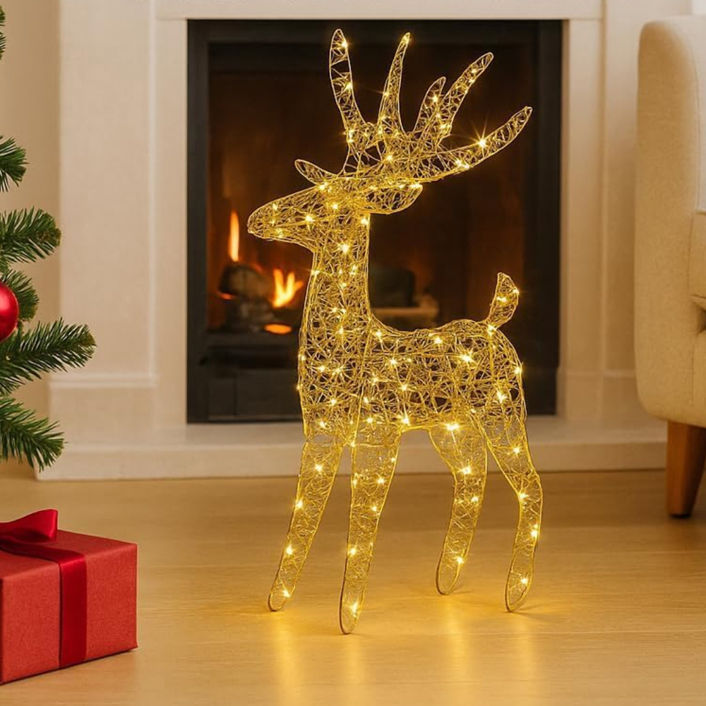 Marco Paul Gold Weave Freestanding Wonder Deer Christmas Decoration 60cm Image 3