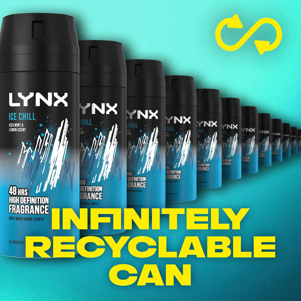 Lynx Ice Chill Iced Mint and Lemon 48H Protection Deodorant Body Spray 150ml 24 Pack Image 7