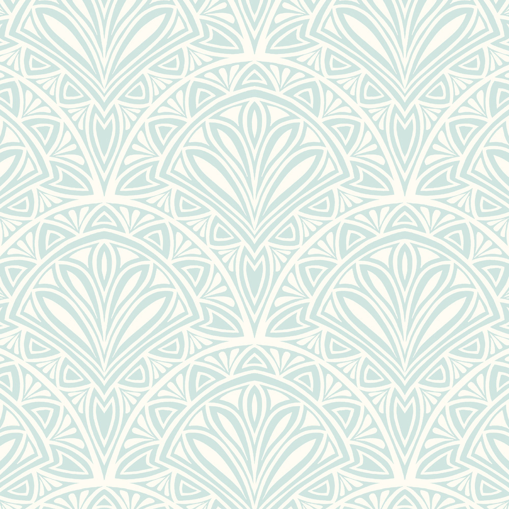 Hoopla Walls Elegance Deco Fan Blue Wallpaper Image 1