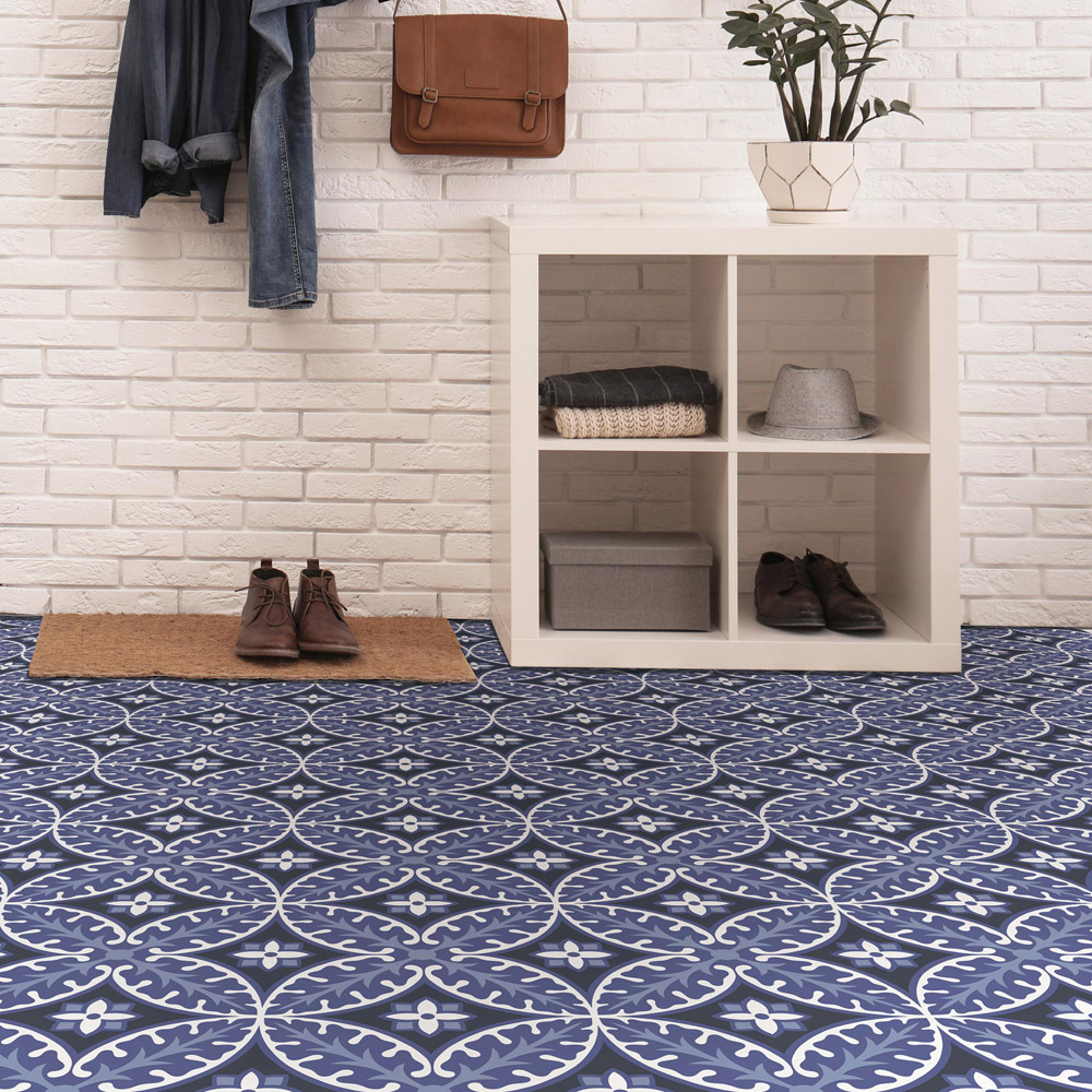 Floorpops Capri Purple White and Charcoal Peel and Stick Floor Tile 30.48 x 30.48cm 10 Pack Image 6