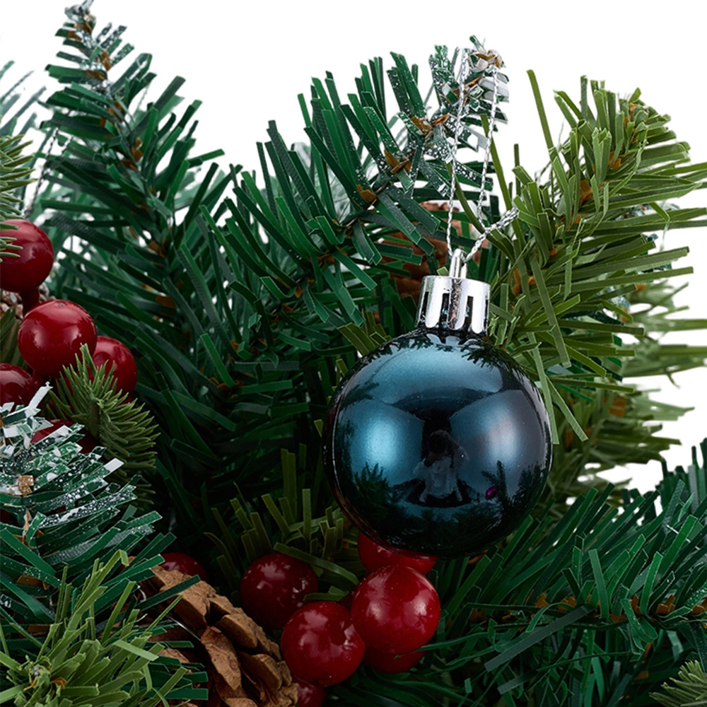 Living and Home Pre-Lit Christmas Planter Bush with Pinecones and Red Berries 58cm 2 Pack Image 5