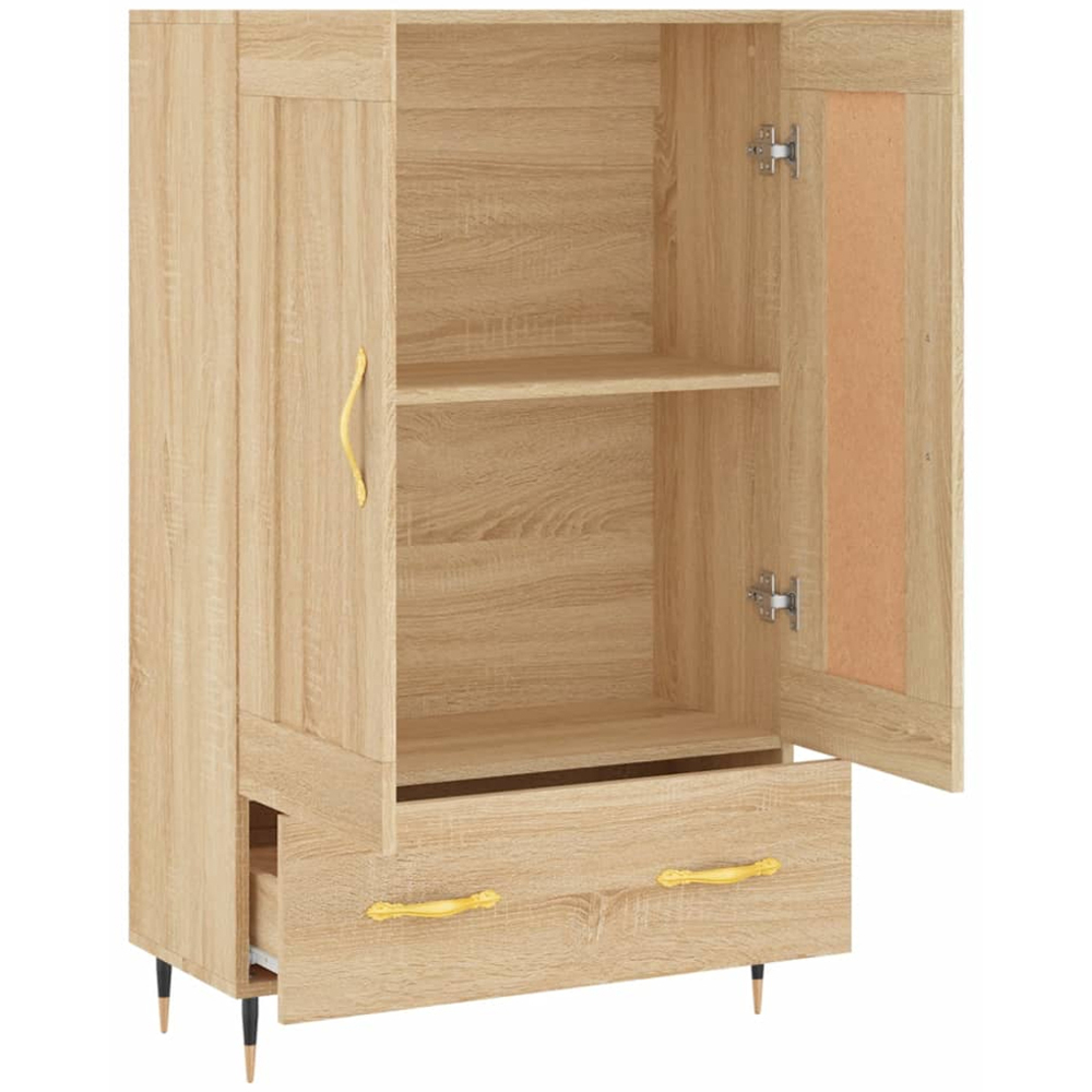 vidaXL 2 Door Single Drawer 2 Shelf Sonoma Oak Highboard with Metal Legs Image 6