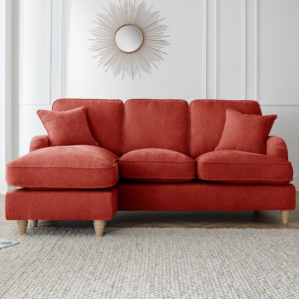 The Vienna 3 Seater Apricot Left Hand Chaise Sofa Image 1