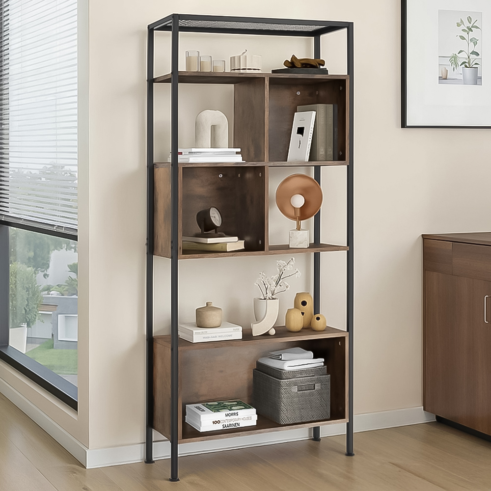 tectake Hastings 5 Shelf Oak Sonoma Shelving Unit Image 1