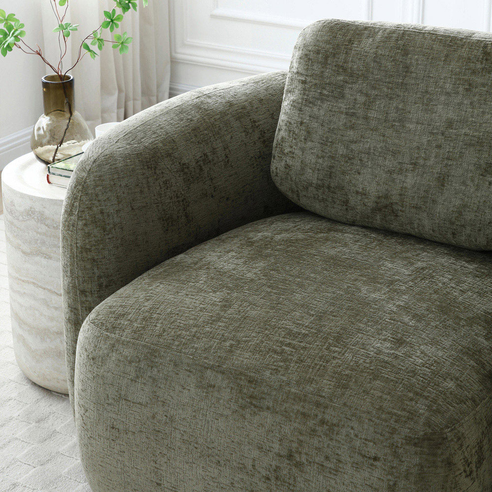 Molly Distressed Olive Soft Chenille Swivel Armchair Image 8