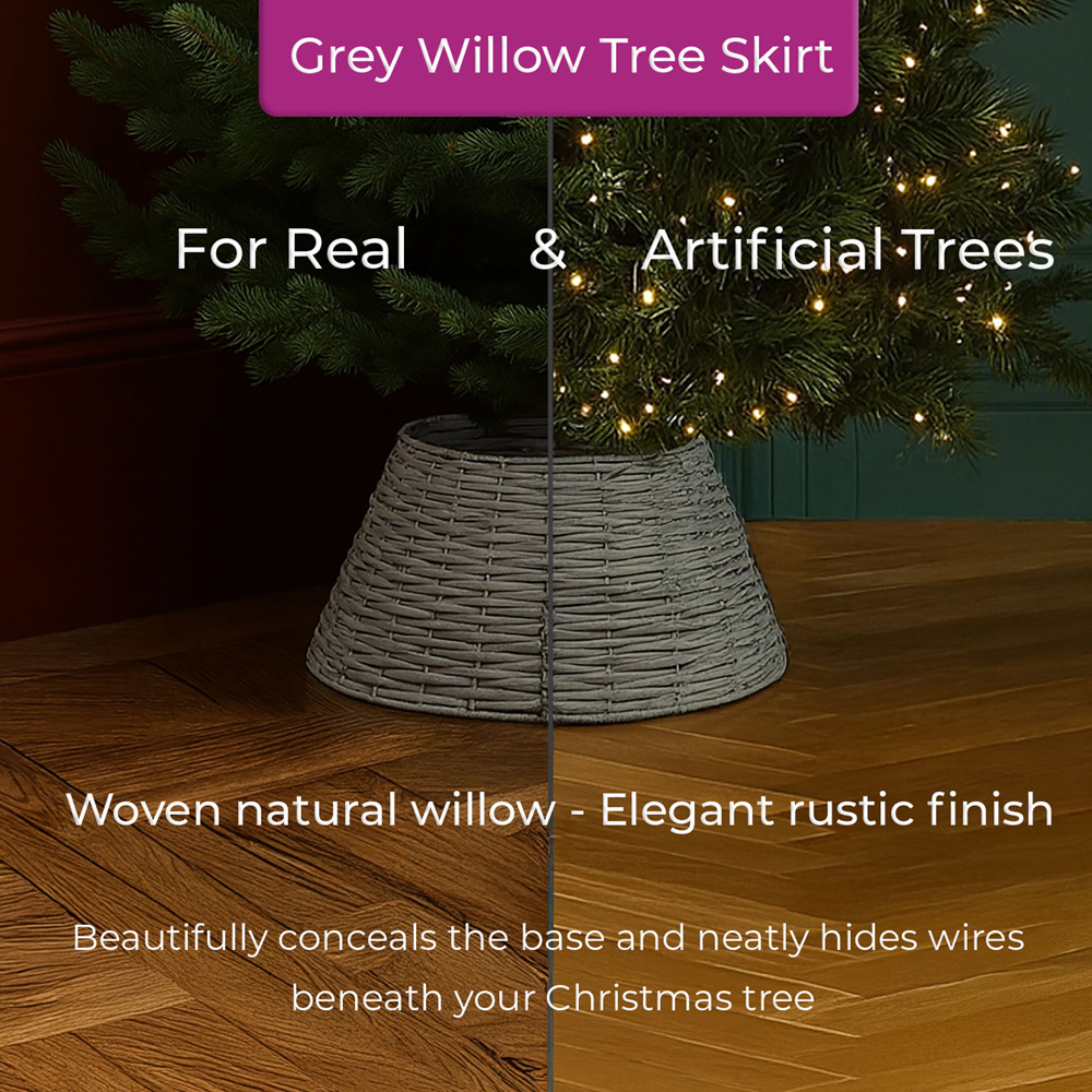 Neo Willow Christmas Tree Skirt Grey Image 5