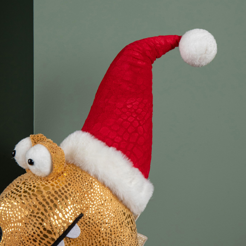 Samuel Alexander Standing Gold Plush Santa-Saurus Dino with Santa Hat Christmas Decoration 70cm Image 4