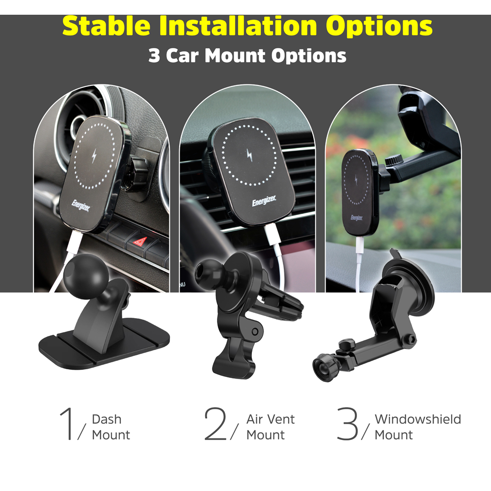 Energizer Black In-Car Magnetic QI Wireless iPhone Charger Image 5