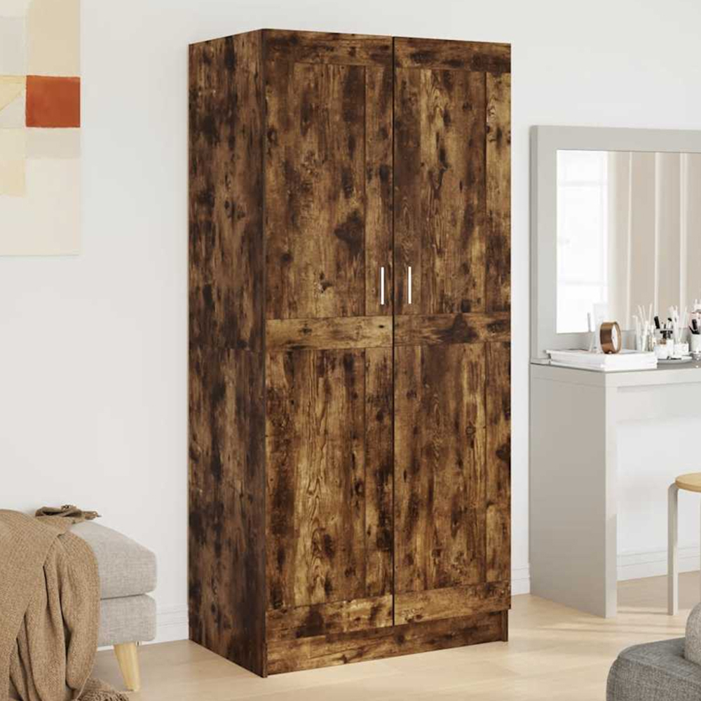 vidaXL 2 Door Brown Wooden Wardrobe Image 1