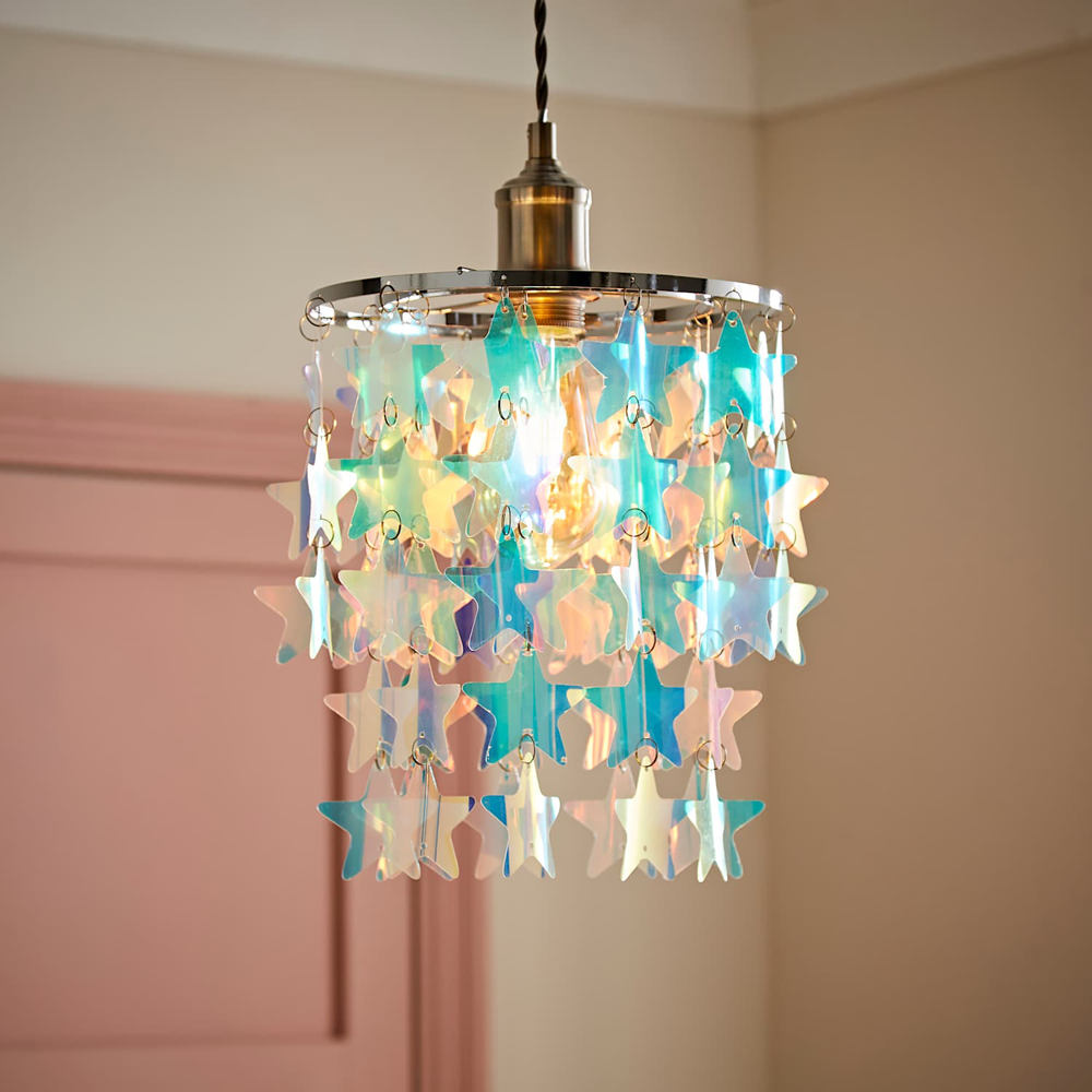 ValueLights Orla 2-Tier Iridescent Stars Easy Fit Lamp Shade Image 7