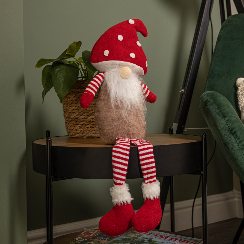 Samuel Alexander Red and White Mushroom Hat Sitting Gonk Christmas Decoration 53cm Image 2