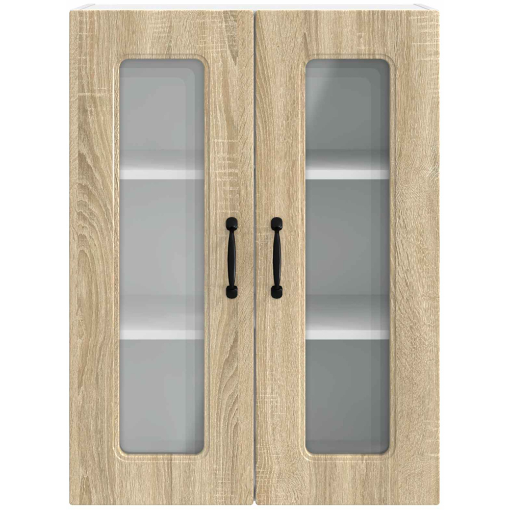 vidaXL 2 Glass Door Sonoma Oak Kitchen Wall Cabinet Image 4