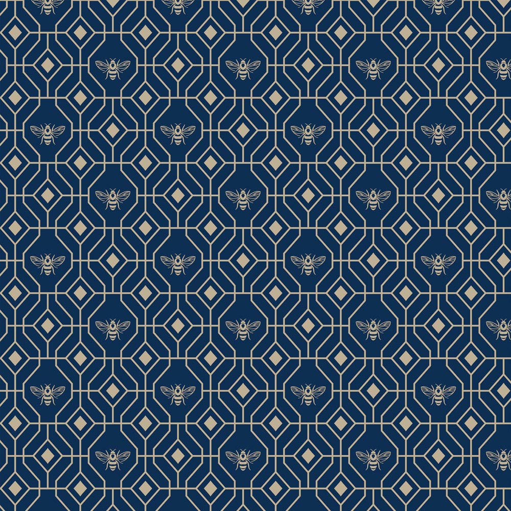 furn. Bee Geometric Navy Matte Wallpaper Image 1