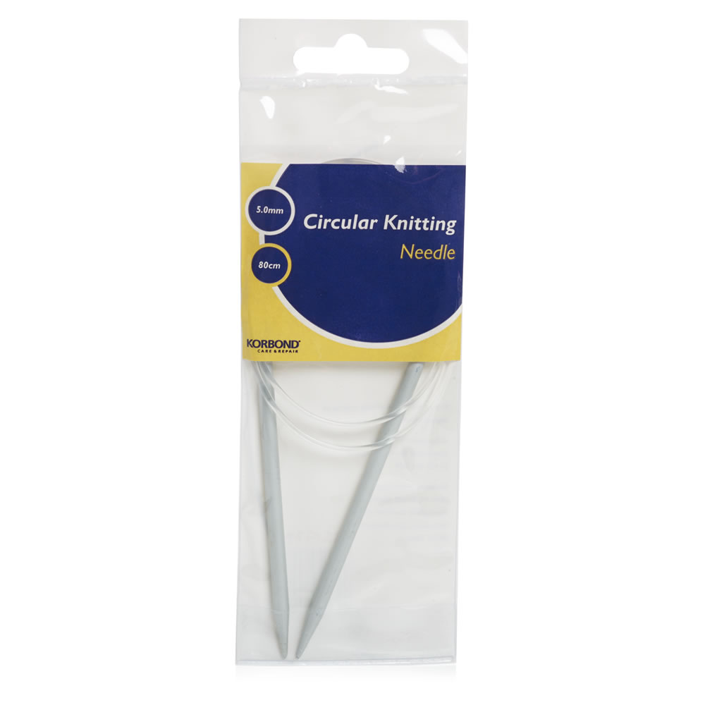 Korbond 5.0mm Circular Knitting Needles 80cm Wilko