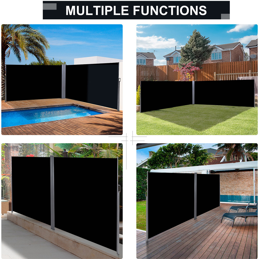 Outsunny Black Steel Frame Double-Sided Retractable Awning 6 x 2m Image 6