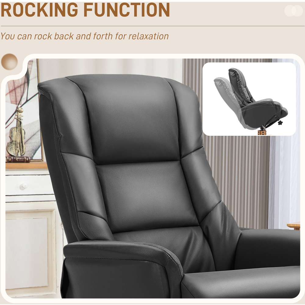 Portland Black PU Leather Wooden Base Recliner Armchair with Footstool Image 6