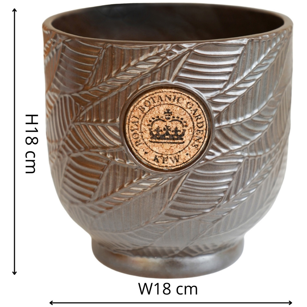 Ivyline Kew Charcoal Leaf Embossed Cork Reactive Glaze Indoor Planter 18cm Image 4