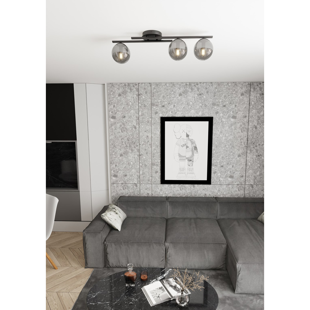 Emibig Kairo 3 Light Graphite Shade Black Ceiling Lamp Image 3