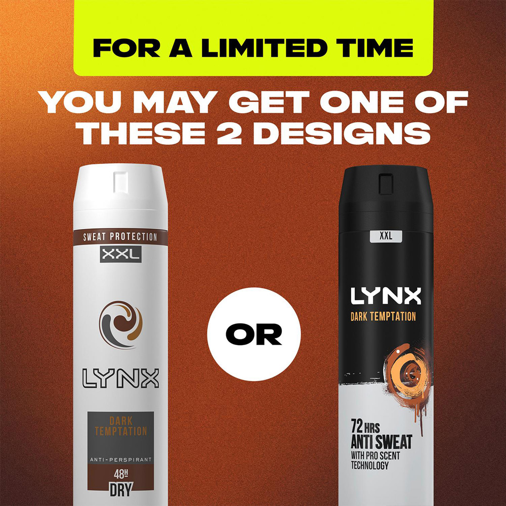 Lynx Dark Temptation 72H Protection Anti-Perspirant Deodorant Body Spray 250ml 3 Pack Image 6
