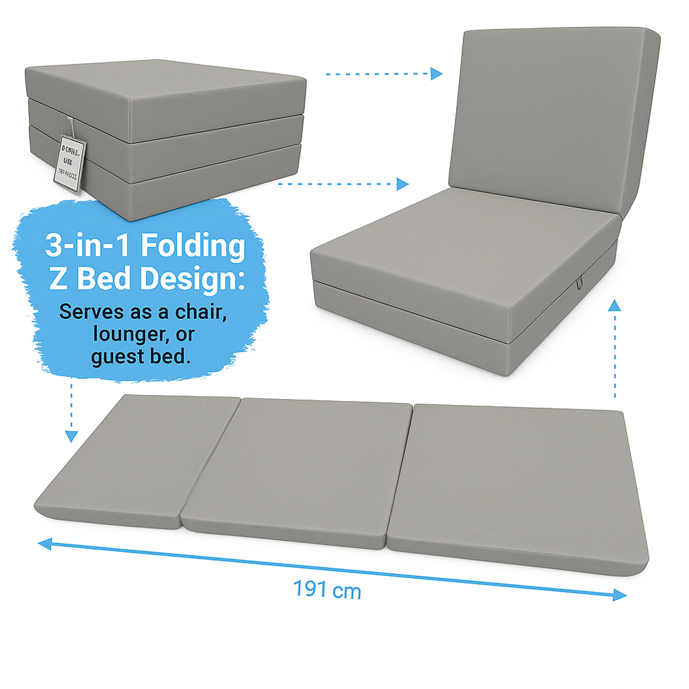House Of Home Silver Memory Foam Foldable Z Bed Image 4