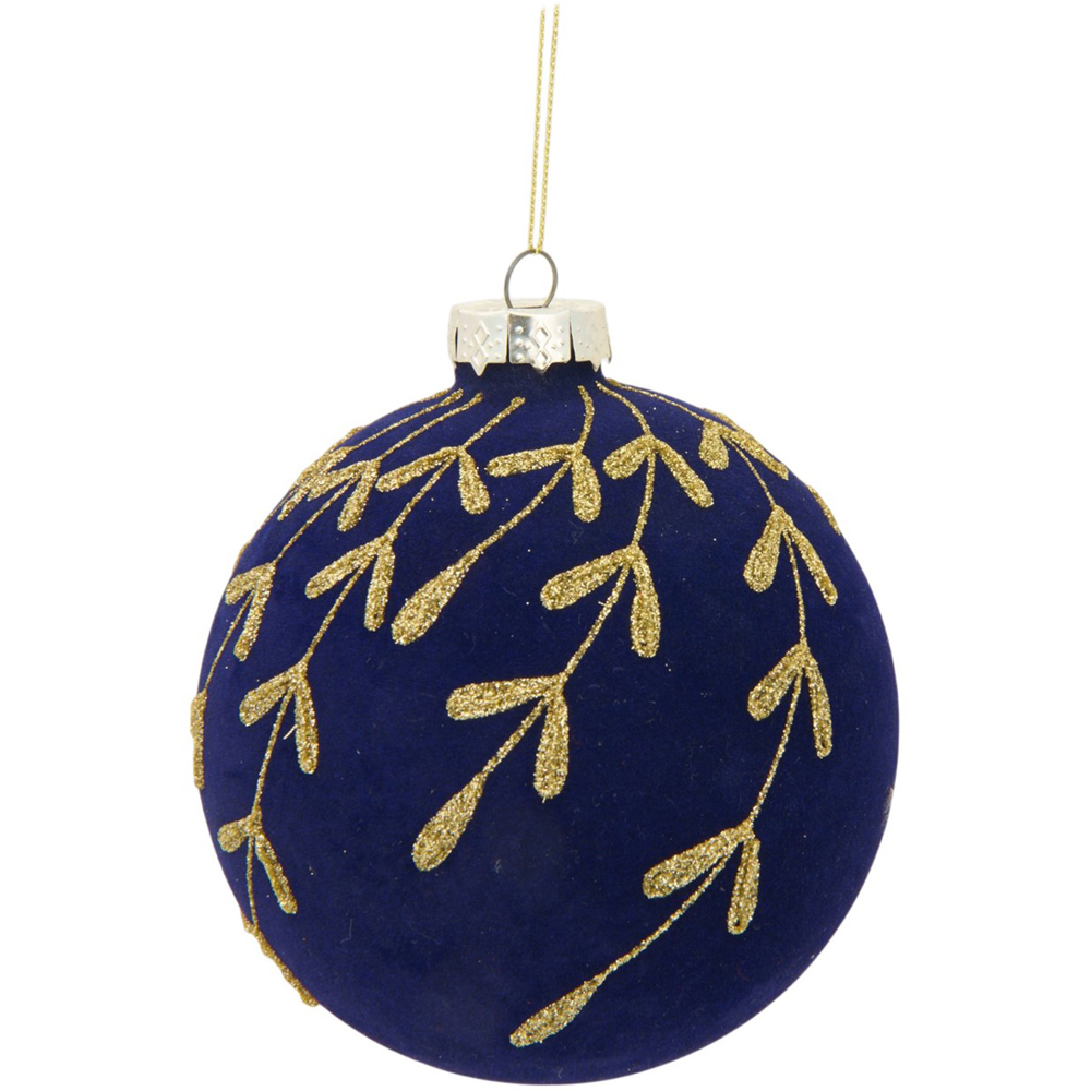 Traditional Flocked Leafy Bauble Image 4