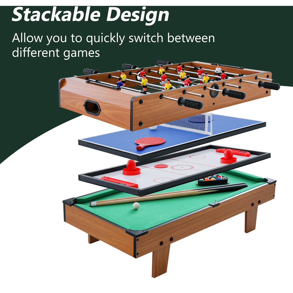 Costway Natural 4 in 1 Combo Game Table Set Image 6