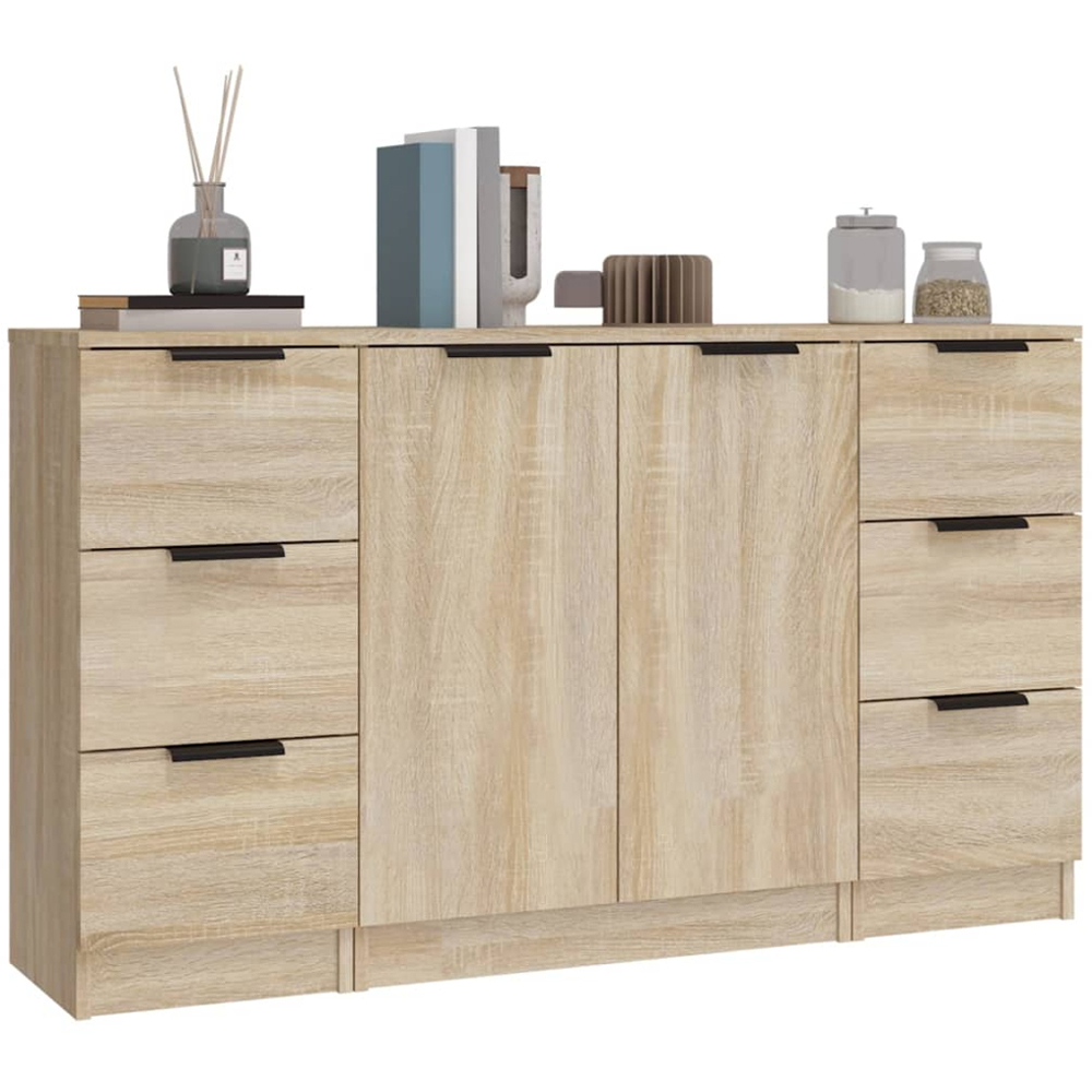vidaXL 2 Door 6 Drawer Sonoma Oak Sideboard Image 3