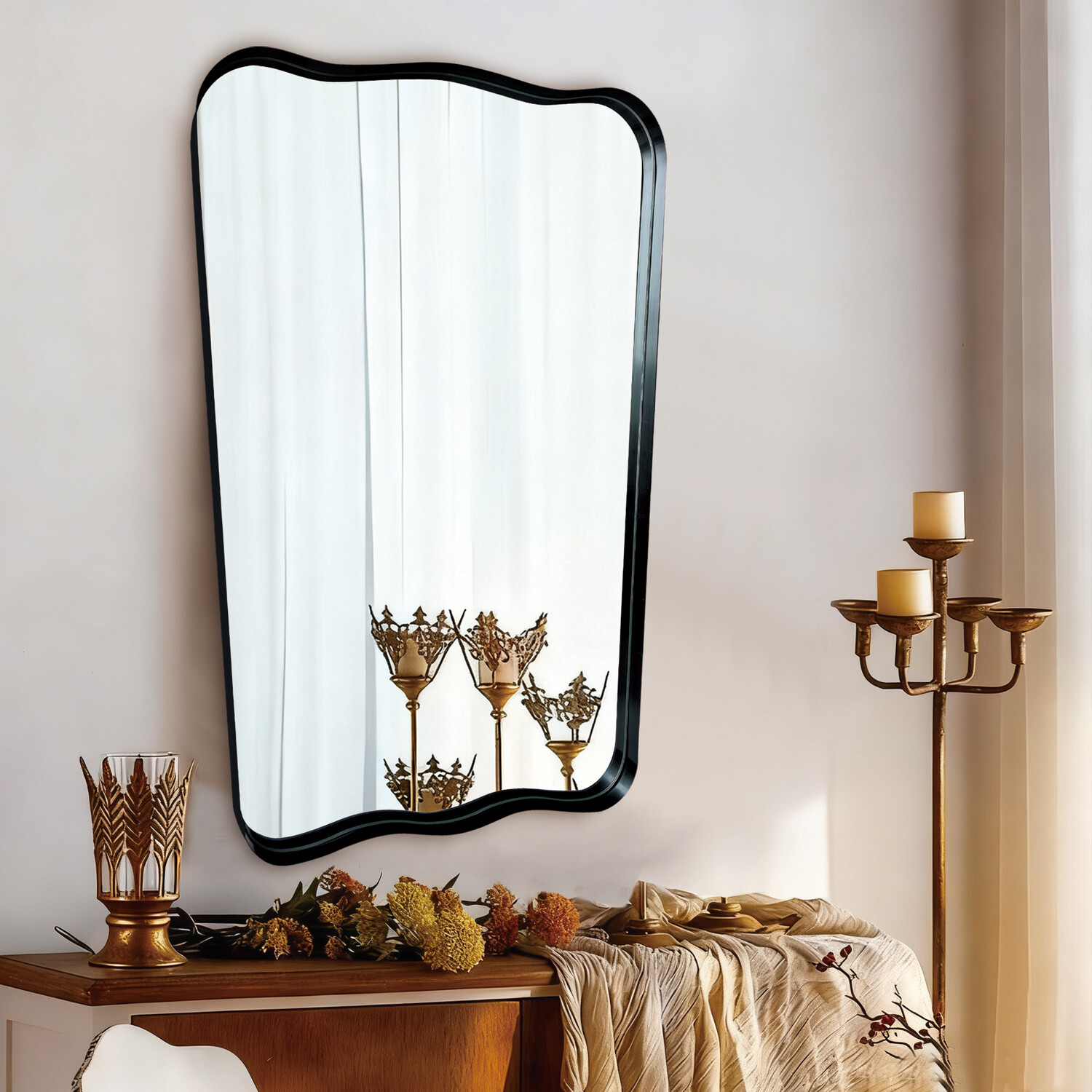 Organic Deep Framed Mirror Black Image 10