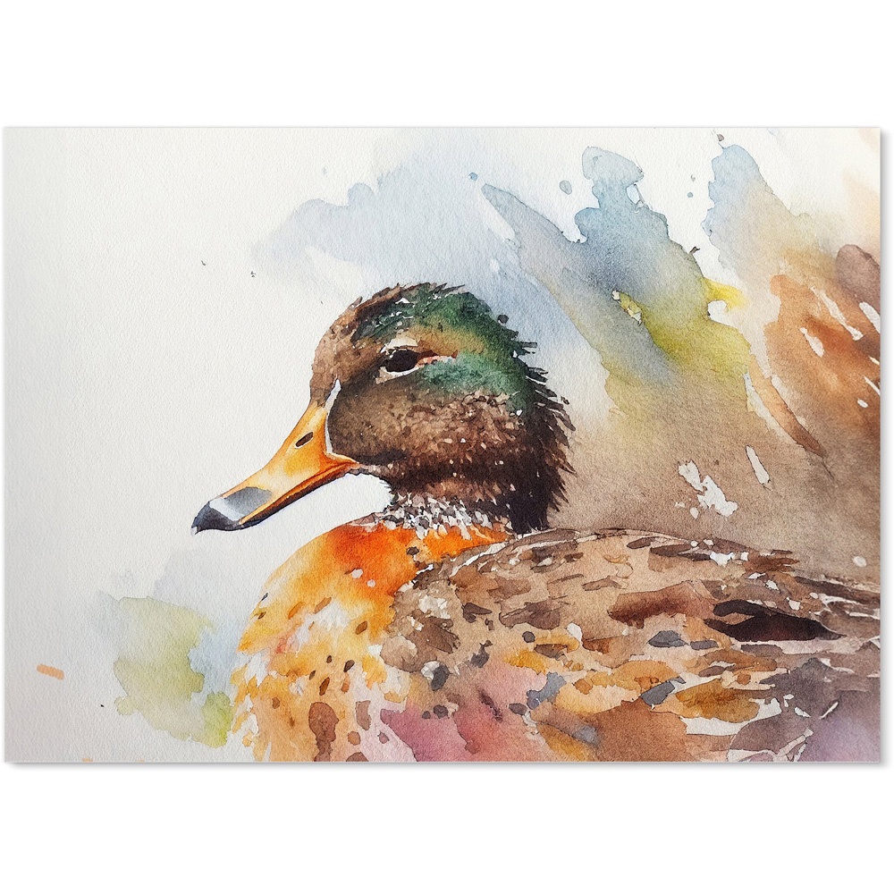 Warren Reed Designer Mallard Watercolour Glass Kitchen Splashback 65 x 90cm Image 2