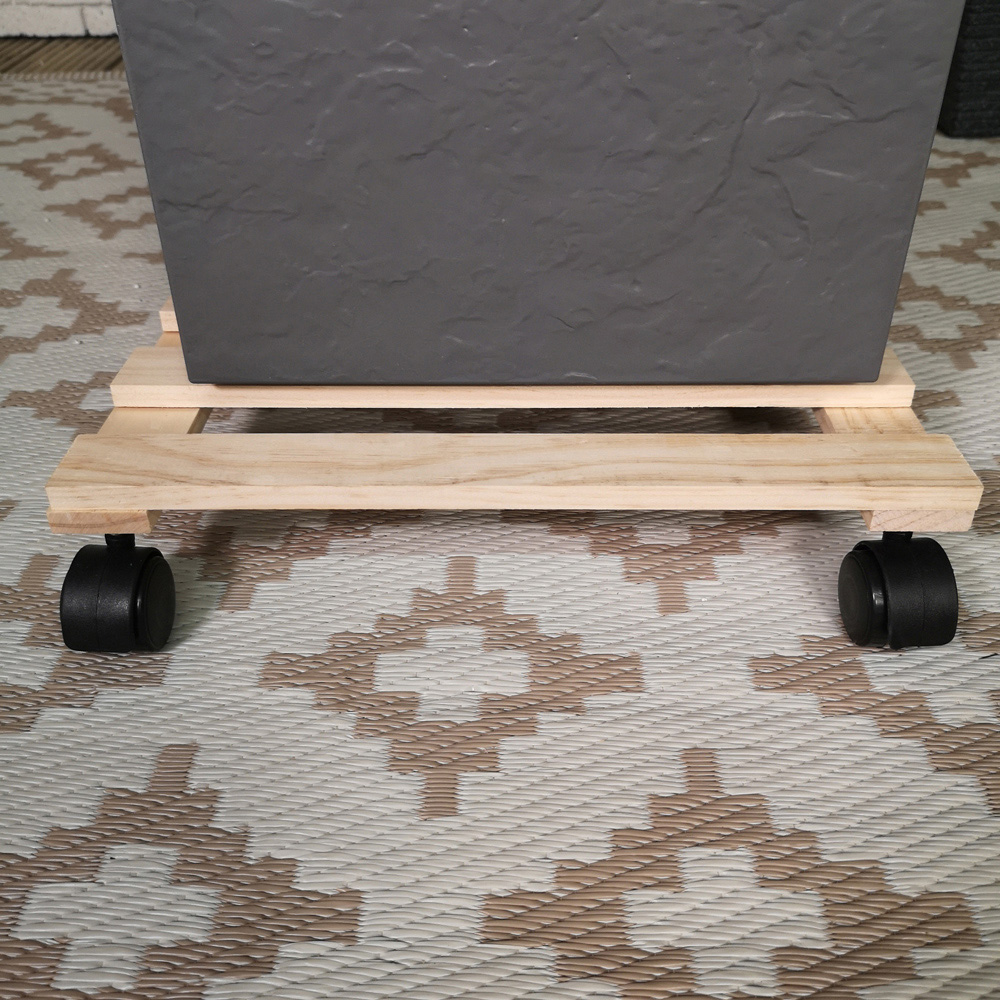 Samuel Alexander Square Wooden Rolling Plant Pot Trolley Stand 35cm Image 4