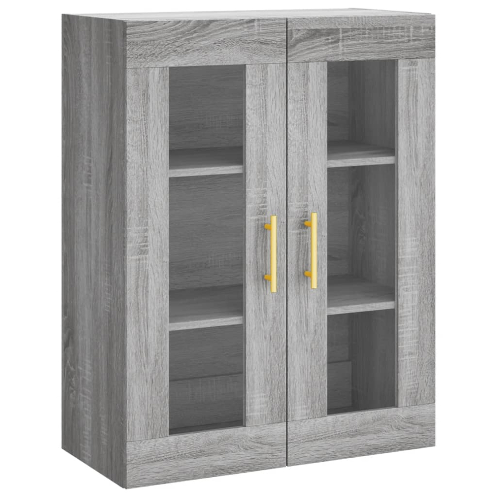 vidaXL 2 Glass Door 3 Shelf Grey Sonoma Highboard Image 5