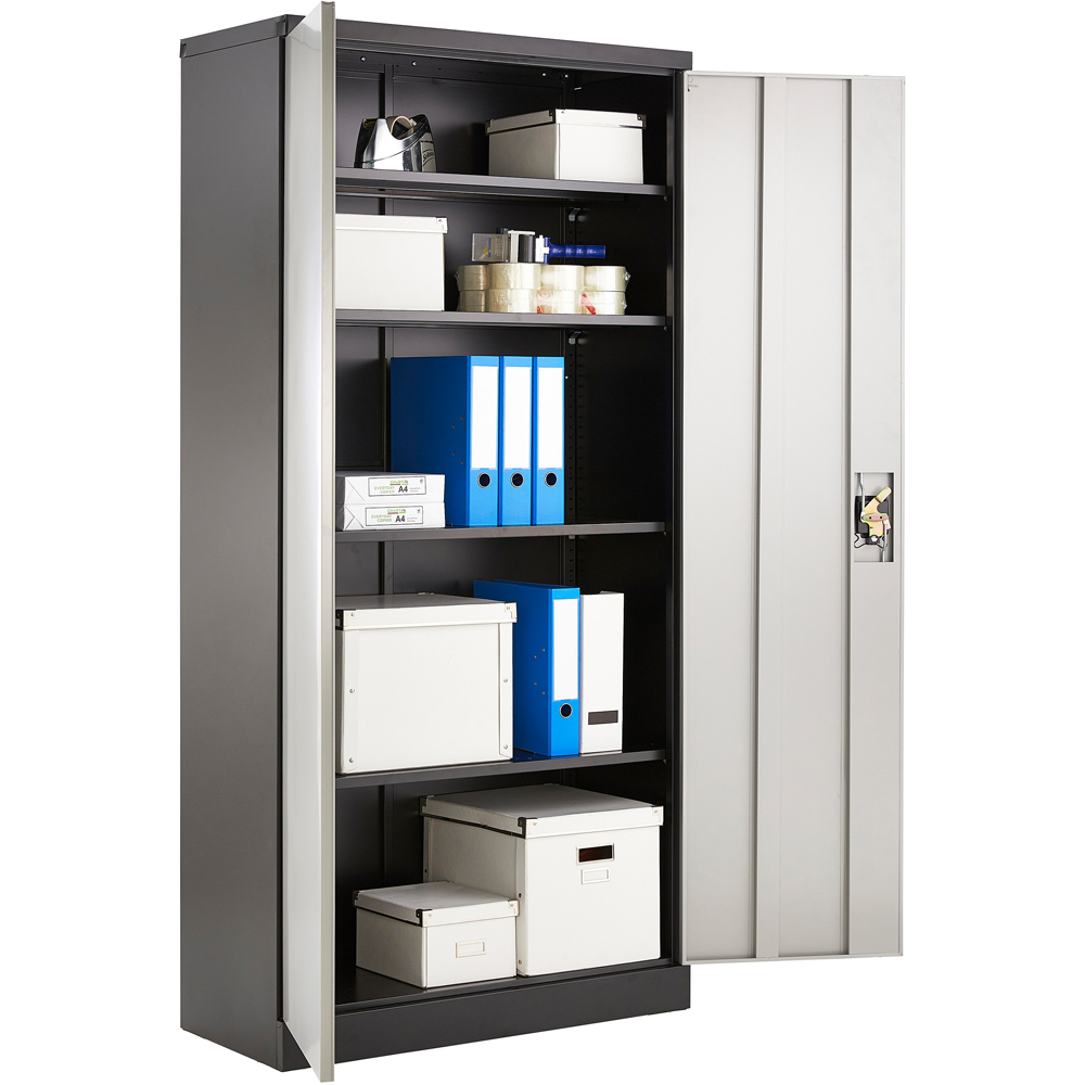 MMT Furniture Designs 2 Door Grey and Black Steel Lockable Filing Cabinet Image 3