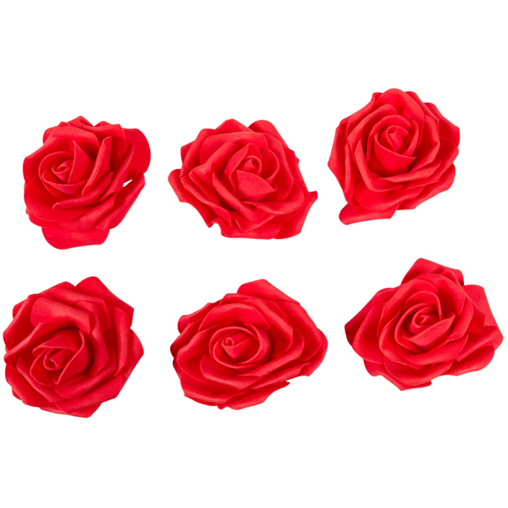 Pack of 6 Large Red Foam Roses - Red Image 2