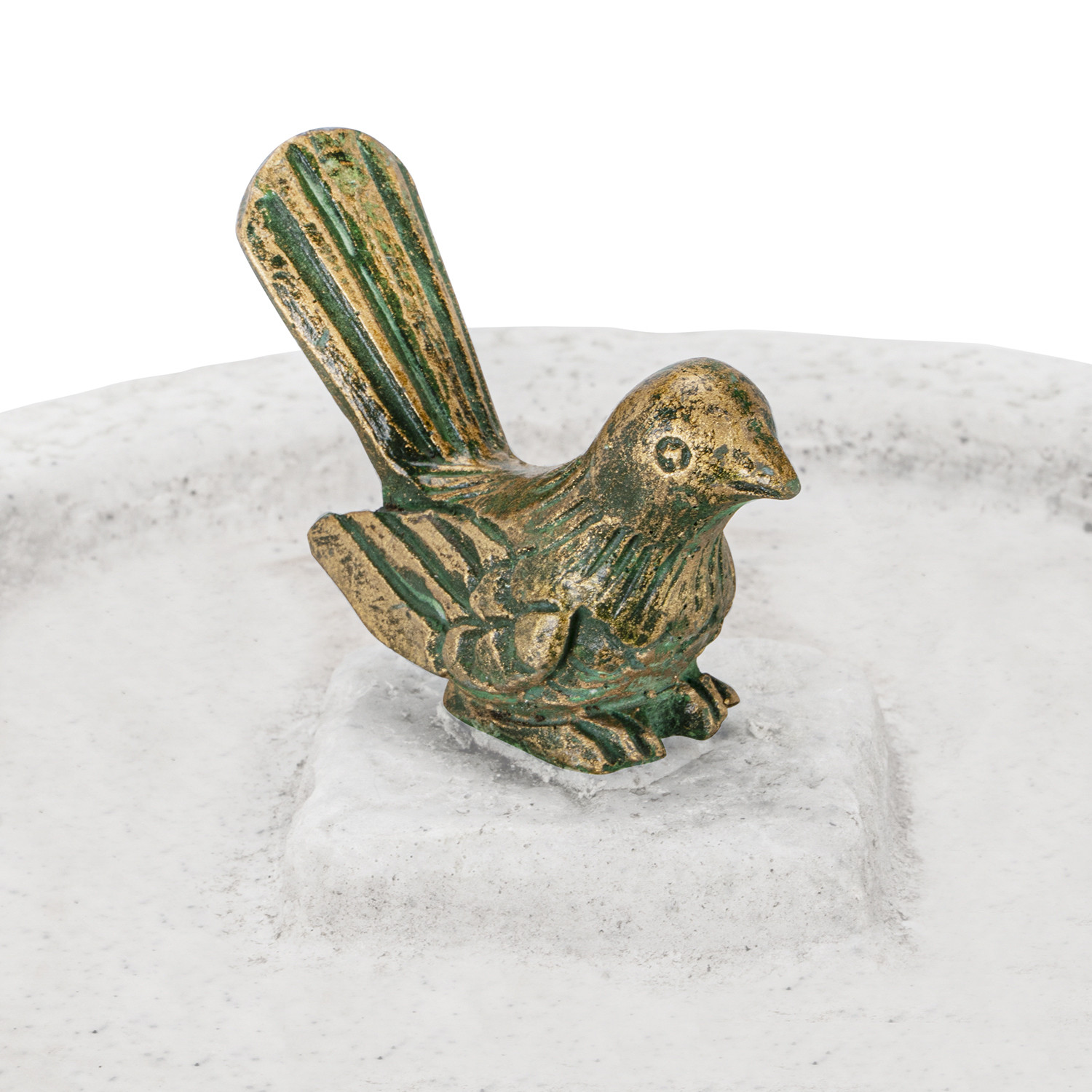 Enigma Bird On Bird Bath Granite Garden Ornament Image 2