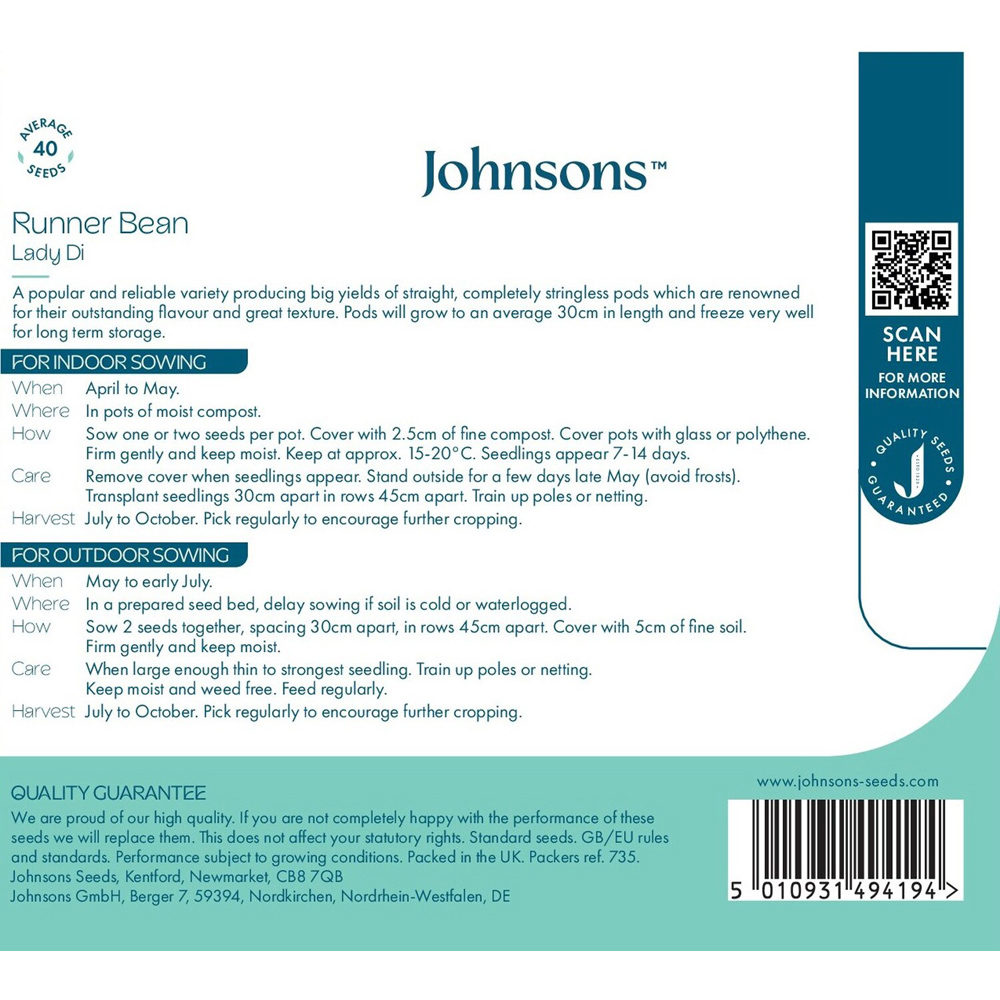 Runner Bean Lady Di Seeds Image 3