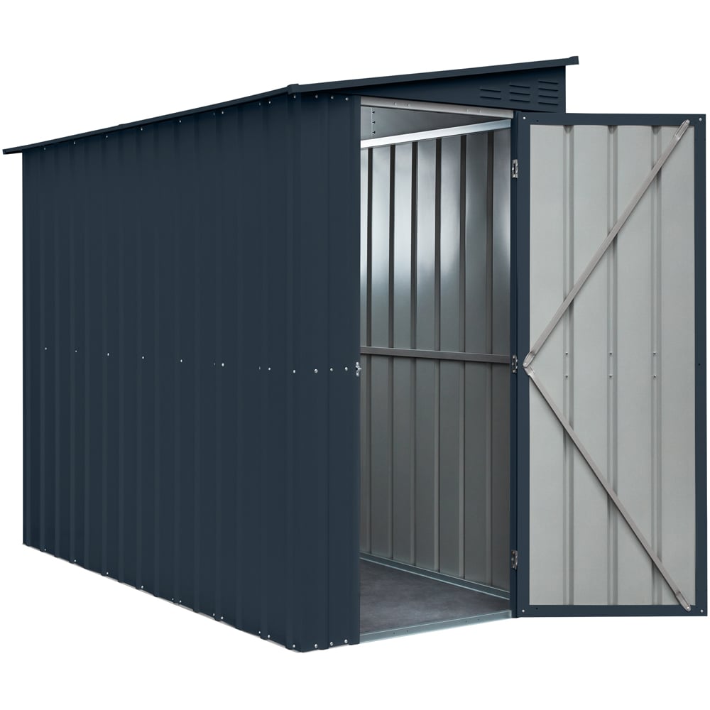 Globel 4 x 8ft Single Door Grey Metal Lean To Garden Shed Image 2
