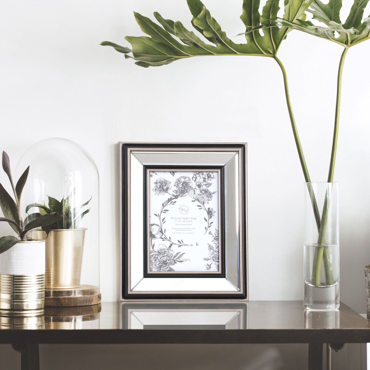 Mode Mirrored Photo Frame Silver 7 x 5in Image 2