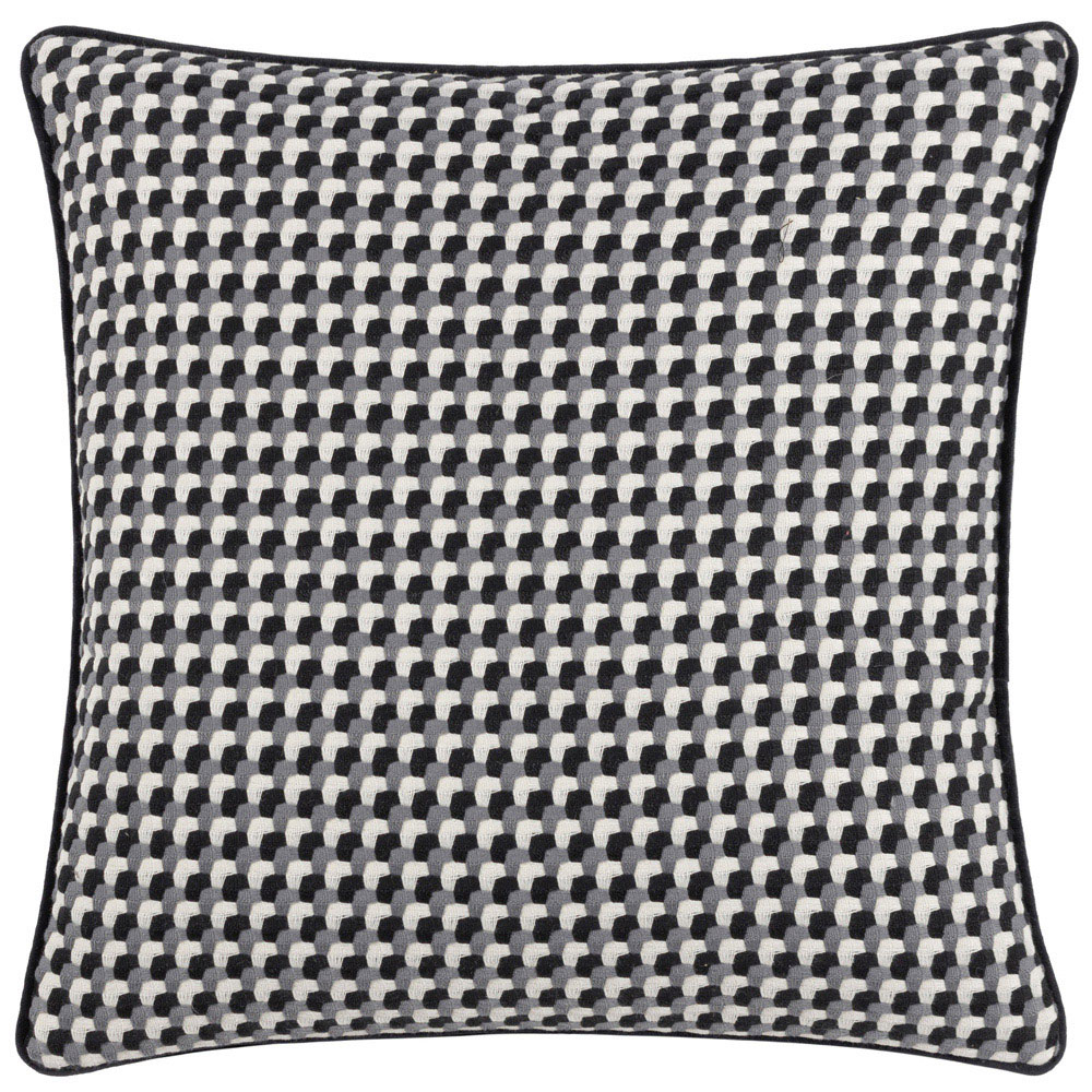 furn. Marttel Black Geometric Jacquard Cushion Image 1