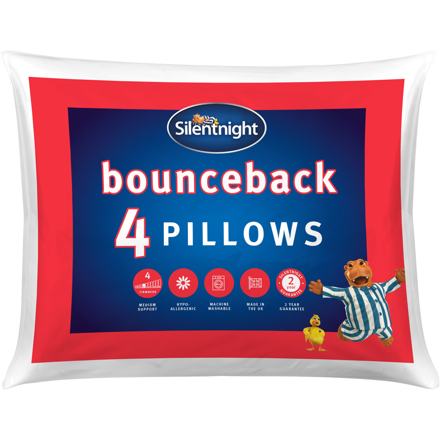Silentnight White Bounceback Pillows 4 Pack Image 1