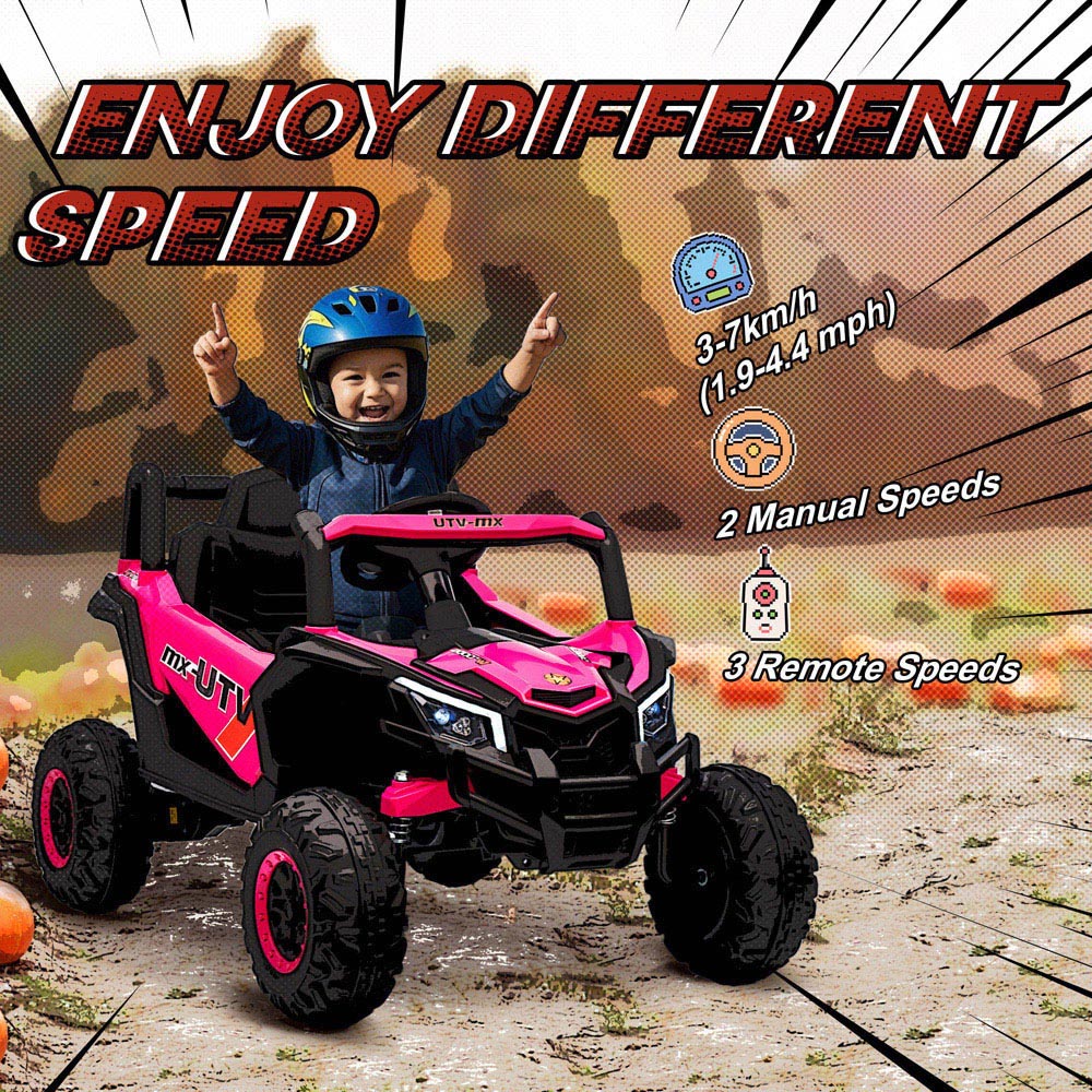 Tommy Toys Kids Pink Ride On Electric UTV Car with Remote and Safety Belt Image 5