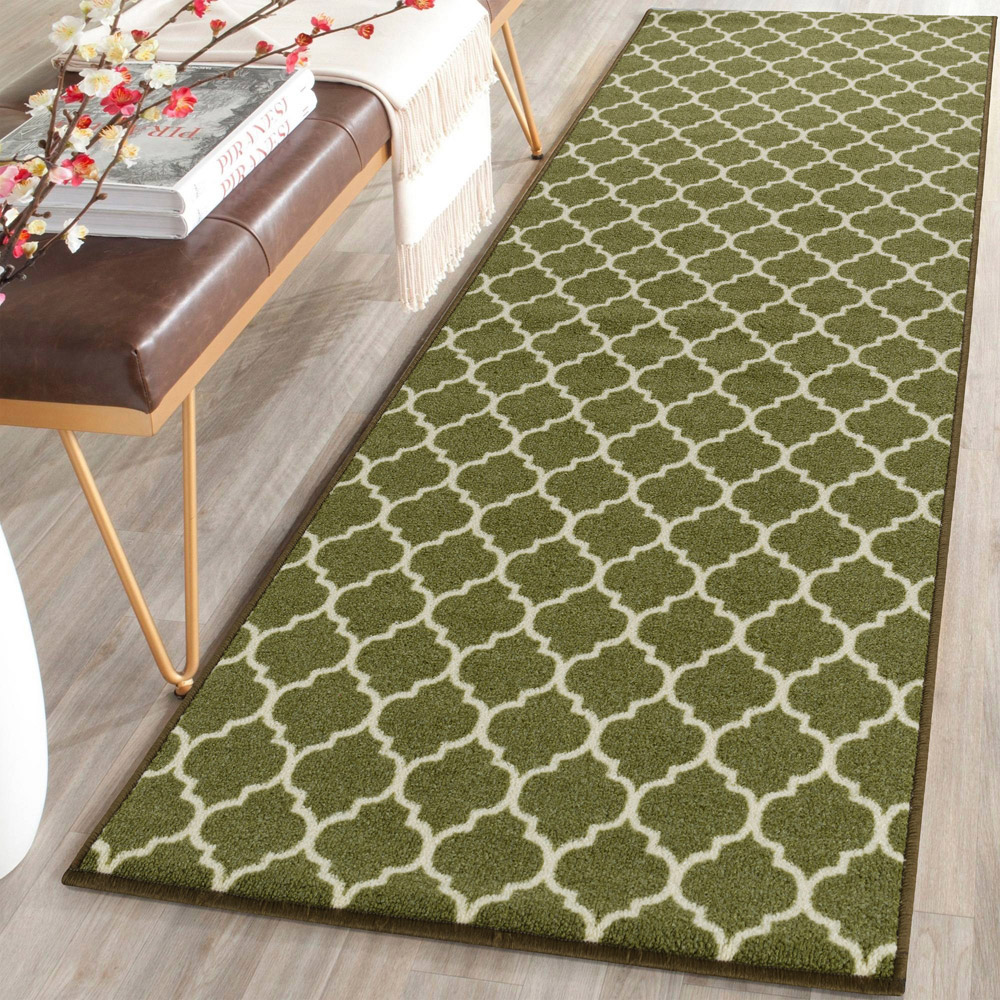 Smart Living Trellis Green and Cream Gel Back Non-Slip Door Mat 50 x 80cm Image 2