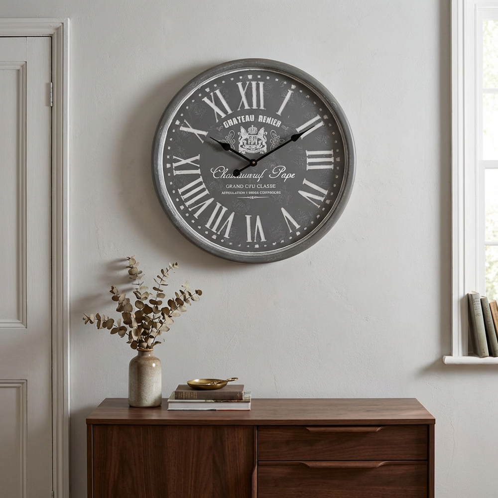 Grey Chateau Renier Round Wall Clock 60cm Image 5