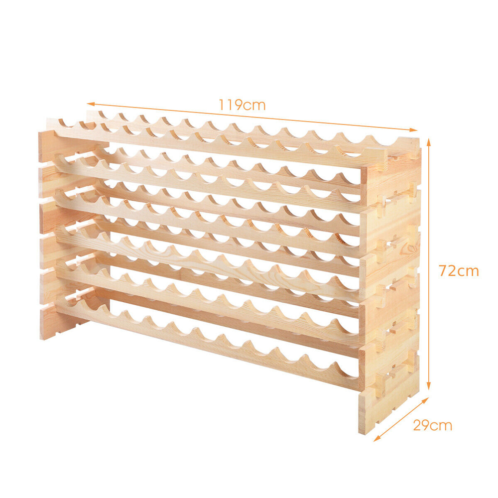 Costway 72 Bottle Wooden Stackable Wine Rack Image 9